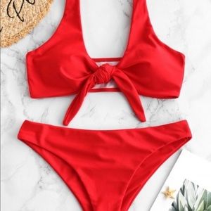 Red Front Tie Bikini
